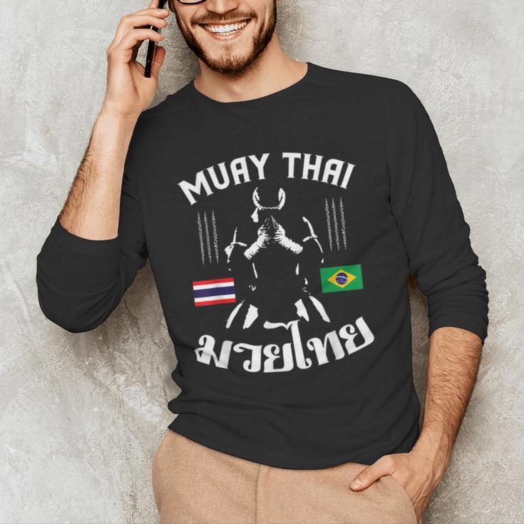 Muay Thai Brazil Brazilian Martial Arts Thai Men's Long Sleeve T-Shirt Muay Thai Brazil Brazilian Martial Arts Thai Men's Long Sleeve T-Shirt