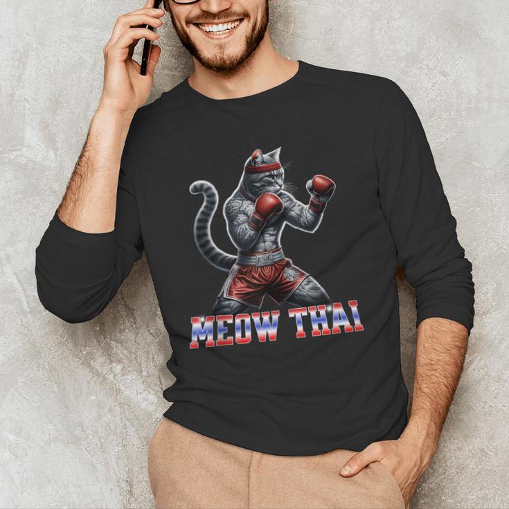 Muay Thai Cat Meow Thai Boxing Men's Long Sleeve T-Shirt