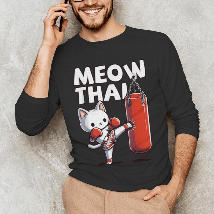 Muay Thai Cat Meow Thai Thai Boxing For Youth Muay Thai Men's Long Sleeve T-Shirt