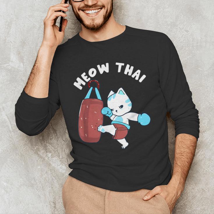 Muay Thai Cat Meow Thai Punch Bag Martial Arts Men's Long Sleeve T-Shirt