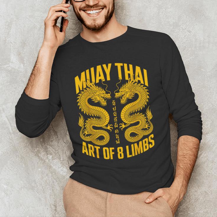 Muay Thai Dragons Thai Boxing Fighter Men's Long Sleeve T-Shirt