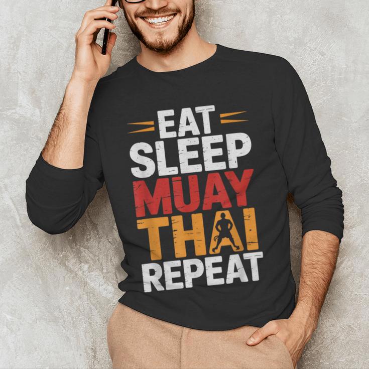 Muay Thai Fighter Eat Sleep Repeat Lifestyle Training Men's Long Sleeve T-Shirt