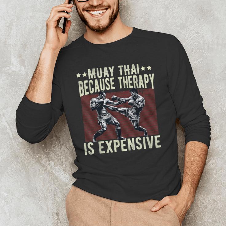 Muay Thai Fighter For Men Dad Boys Thai Kickboxing Fighting Men's Long Sleeve T-Shirt