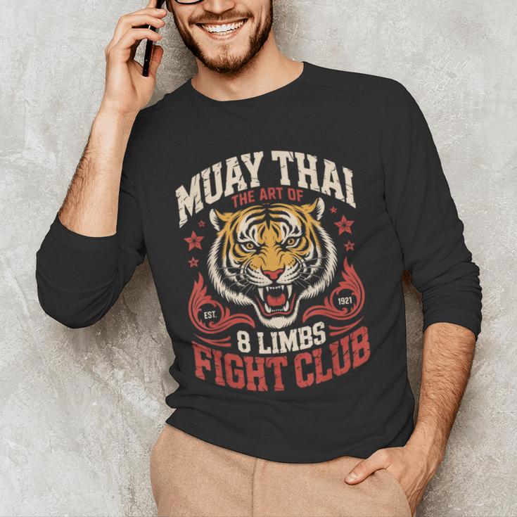 Muay Thai Fighter Tiger 8 Limbs Thai Boxing Men's Long Sleeve T-Shirt Muay Thai Fighter Tiger 8 Limbs Thai Boxing Men's Long Sleeve T-Shirt