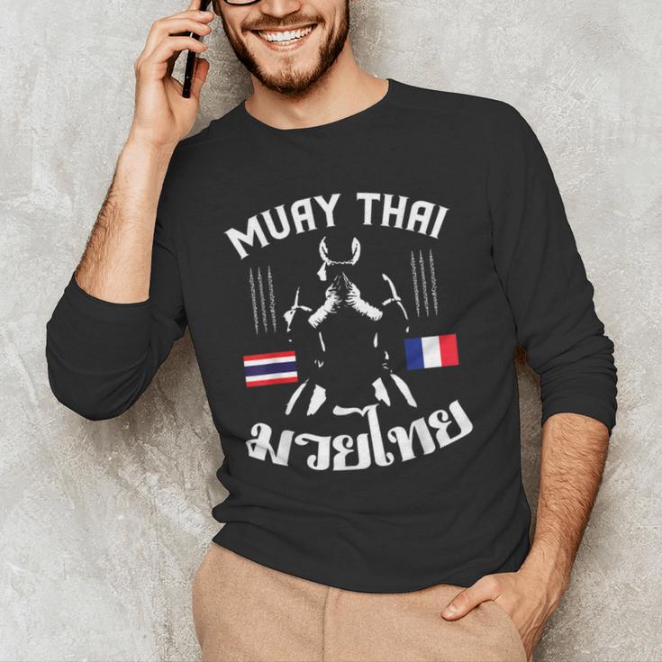 Muay Thai France French Flag Martial Arts Thai Boxing Coach Men's Long Sleeve T-Shirt Muay Thai France French Flag Martial Arts Thai Boxing Coach Men's Long Sleeve T-Shirt