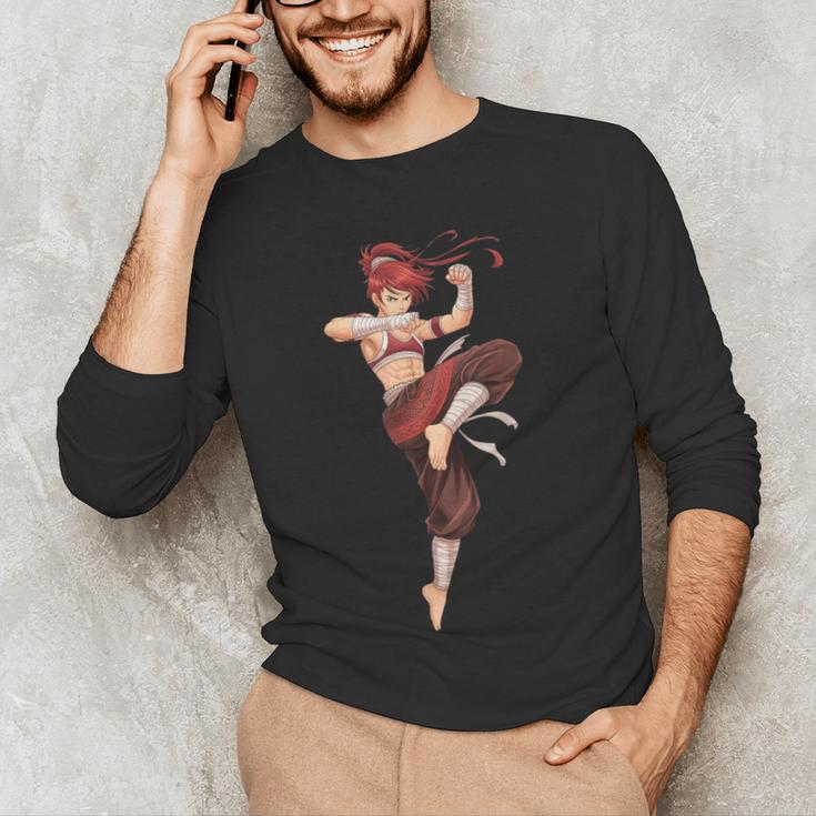 Muay Thai Girl Anime Japan Thaiboxer Kickboxing Muay Thai Men's Long Sleeve T-Shirt