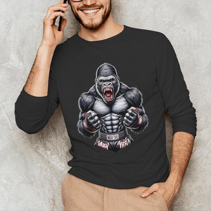 Muay Thai Gorilla Thai Boxing And Fighting Men's Long Sleeve T-Shirt Muay Thai Gorilla Thai Boxing And Fighting Men's Long Sleeve T-Shirt