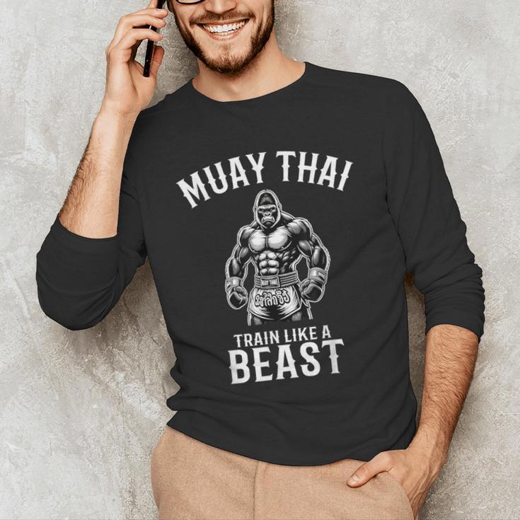 Muay Thai Gorilla Kickboxing And Gorilla Thai Boxing Men's Long Sleeve T-Shirt Muay Thai Gorilla Kickboxing And Gorilla Thai Boxing Men's Long Sleeve T-Shirt