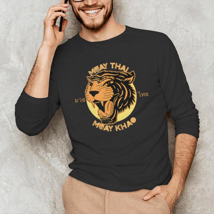 Muay Thai Muay Khao Kickboxing Men's Long Sleeve T-Shirt Muay Thai Muay Khao Kickboxing Men's Long Sleeve T-Shirt