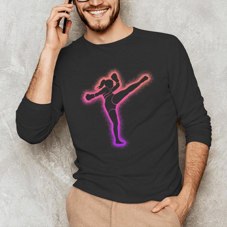 Muay Thai Martial Arts Kickboxer Women Girls Kickboxing Men's Long Sleeve T-Shirt