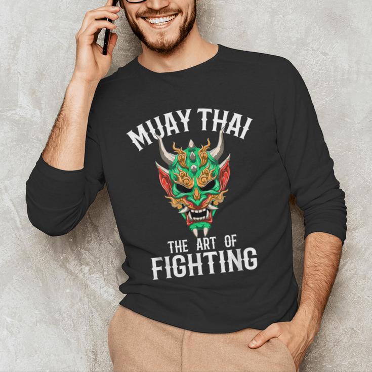 Muay Thai Oni Mask Thai Boxing And Kickboxing Men's Long Sleeve T-Shirt Muay Thai Oni Mask Thai Boxing And Kickboxing Men's Long Sleeve T-Shirt