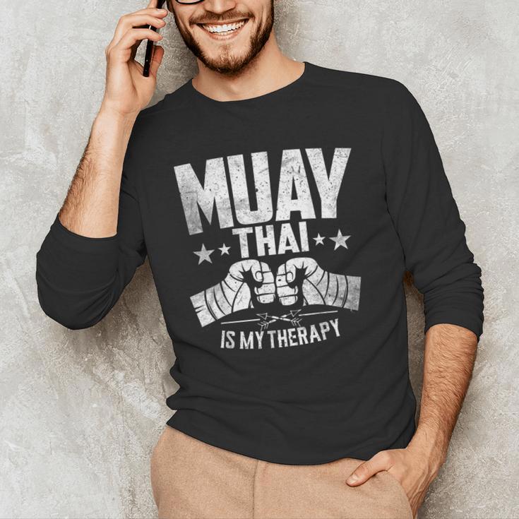 Muay Thai Is My Therapy Muay Thai Lovers Muay Thai Men's Long Sleeve T-Shirt Muay Thai Is My Therapy Muay Thai Lovers Muay Thai Men's Long Sleeve T-Shirt