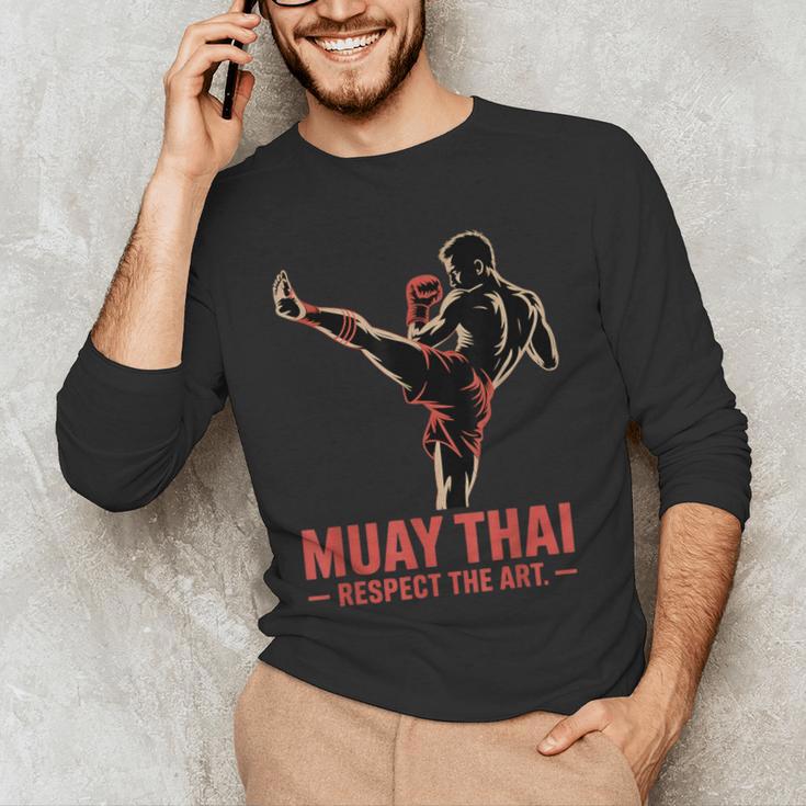 Muay Thai Respect The Art Martial Arts Kickboxing MMA Men's Long Sleeve T-Shirt Muay Thai Respect The Art Martial Arts Kickboxing MMA Men's Long Sleeve T-Shirt