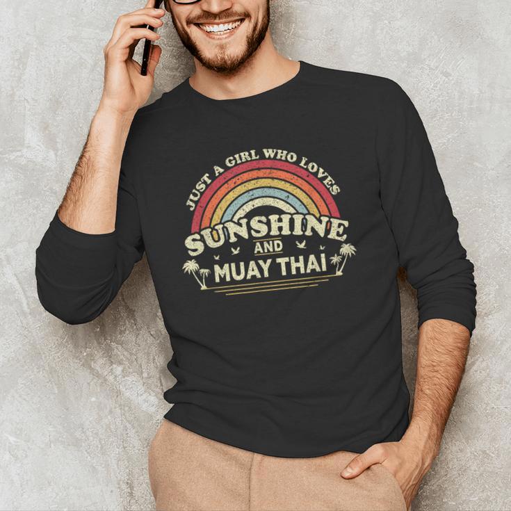 Muay Thai Shirt A Girl Who Loves Sunshine And Muay Thai Men's Long Sleeve T-Shirt