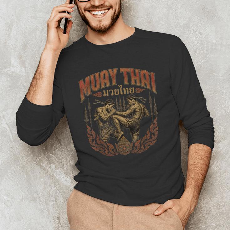 Muay Thai Vintage Thai Boxing Warrior Art Of 8 Limbs Men's Long Sleeve T-Shirt Muay Thai Vintage Thai Boxing Warrior Art Of 8 Limbs Men's Long Sleeve T-Shirt