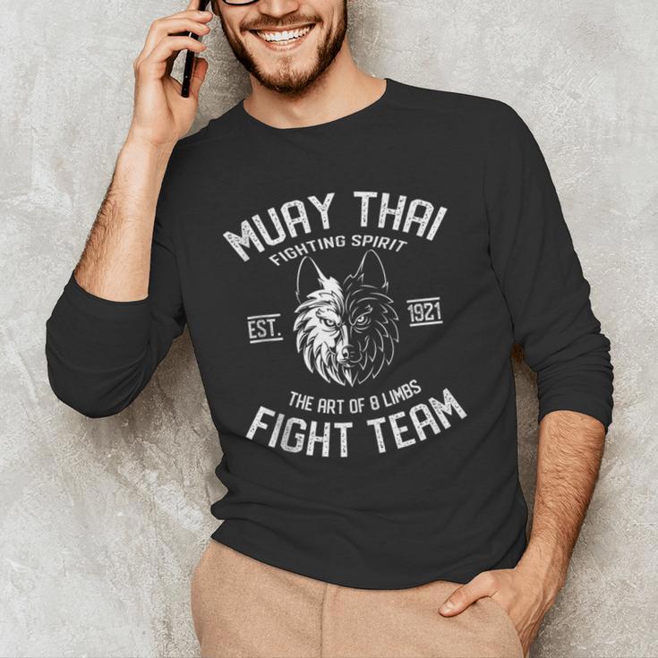 Muay Thai Wolf Fight Team Nak Muay Kickboxing Men's Long Sleeve T-Shirt Muay Thai Wolf Fight Team Nak Muay Kickboxing Men's Long Sleeve T-Shirt