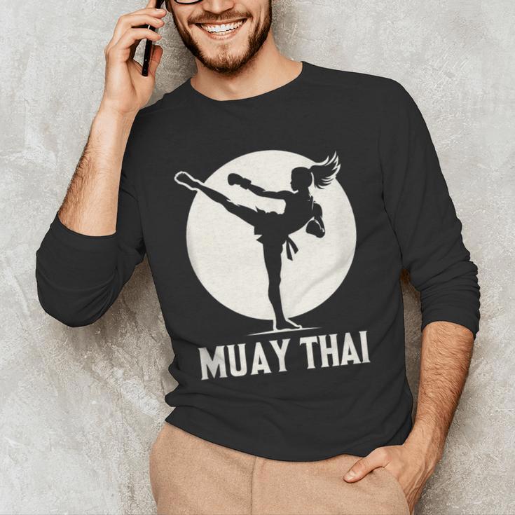 Muay Thai Woman Image Men's Long Sleeve T-Shirt Muay Thai Woman Image Men's Long Sleeve T-Shirt