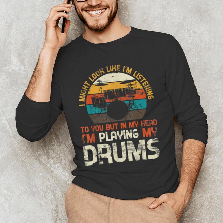 Musician Drummer Music Lover Drum Kit Men's Long Sleeve T-Shirt Musician Drummer Music Lover Drum Kit Men's Long Sleeve T-Shirt