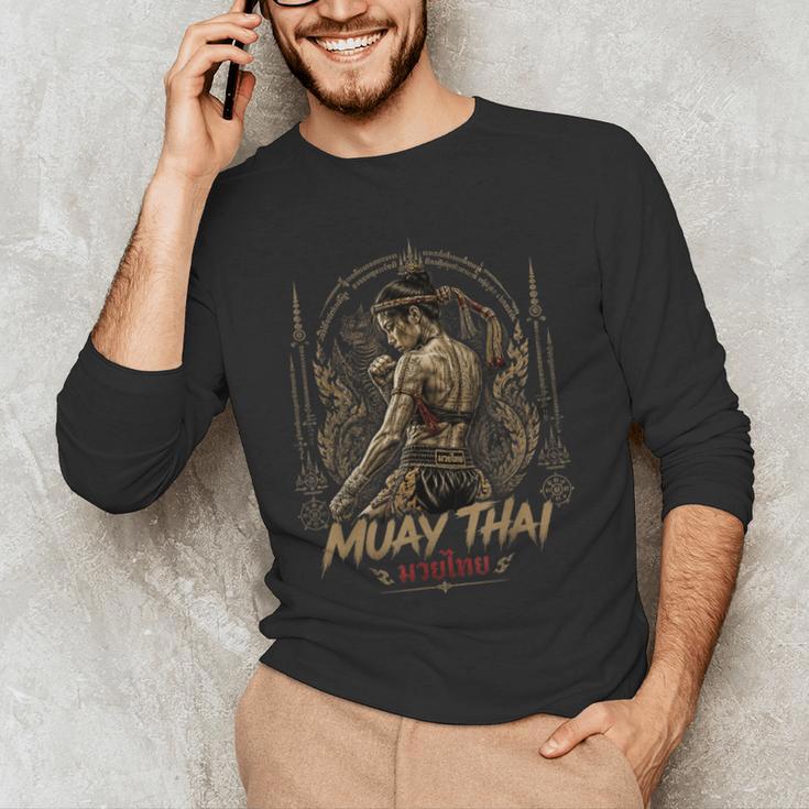 Old School Muay Thai Student Thai Boxing Fighter Men's Long Sleeve T-Shirt Old School Muay Thai Student Thai Boxing Fighter Men's Long Sleeve T-Shirt