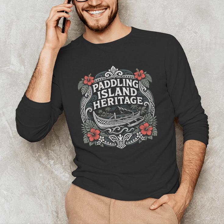Paddling Island Heritage Outrigger Canoe Men's Long Sleeve T-Shirt