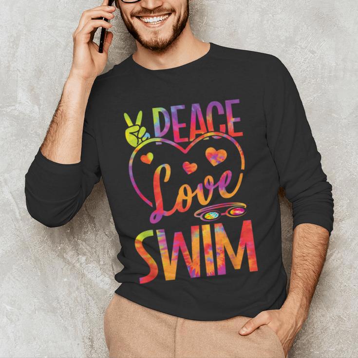 Peace Love Swim Swimming Tie Dye Swimmer Swimming Swim Team Men's Long Sleeve T-Shirt Peace Love Swim Swimming Tie Dye Swimmer Swimming Swim Team Men's Long Sleeve T-Shirt