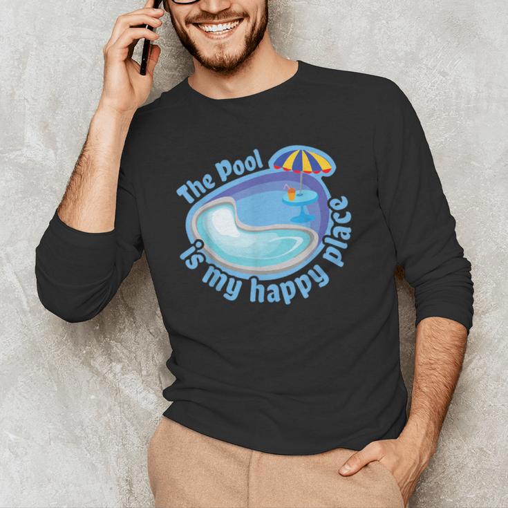 The Pool Is My Happy PlaceShirt Summer Swimming Tee Men's Long Sleeve T-Shirt The Pool Is My Happy PlaceShirt Summer Swimming Tee Men's Long Sleeve T-Shirt