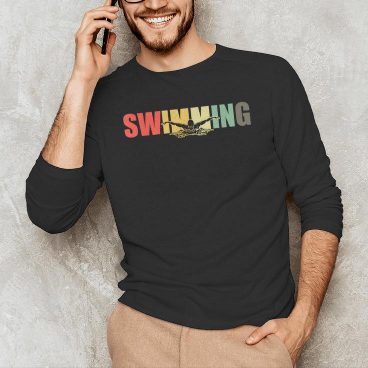 Retro Swimming Vintage Swimming Swimmer Men's Long Sleeve T-Shirt