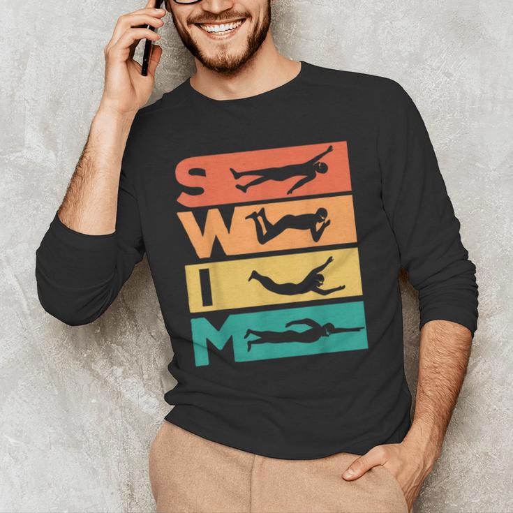 Retro Vintage Swimming For Swimmers Men's Long Sleeve T-Shirt Retro Vintage Swimming For Swimmers Men's Long Sleeve T-Shirt