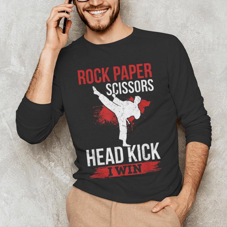Rock Paper Scissors Head Kick I Win Muay Thai Men's Long Sleeve T-Shirt