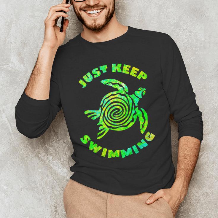 Sea Turtle Just Keep Swimming Ocean Beach Vacation Men's Long Sleeve T-Shirt Sea Turtle Just Keep Swimming Ocean Beach Vacation Men's Long Sleeve T-Shirt