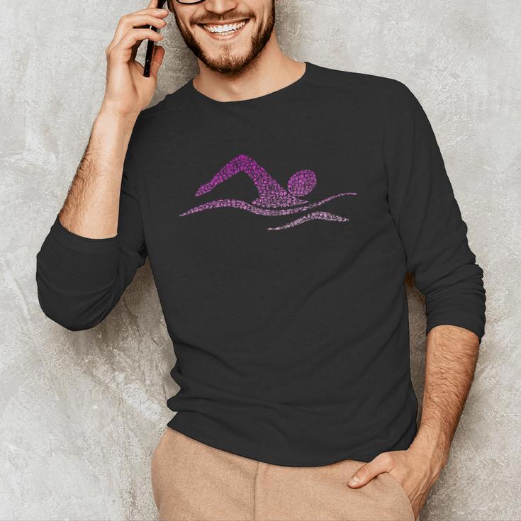 Silhouette Icon Swimmer Stuff Girls Swimming Men's Long Sleeve T-Shirt