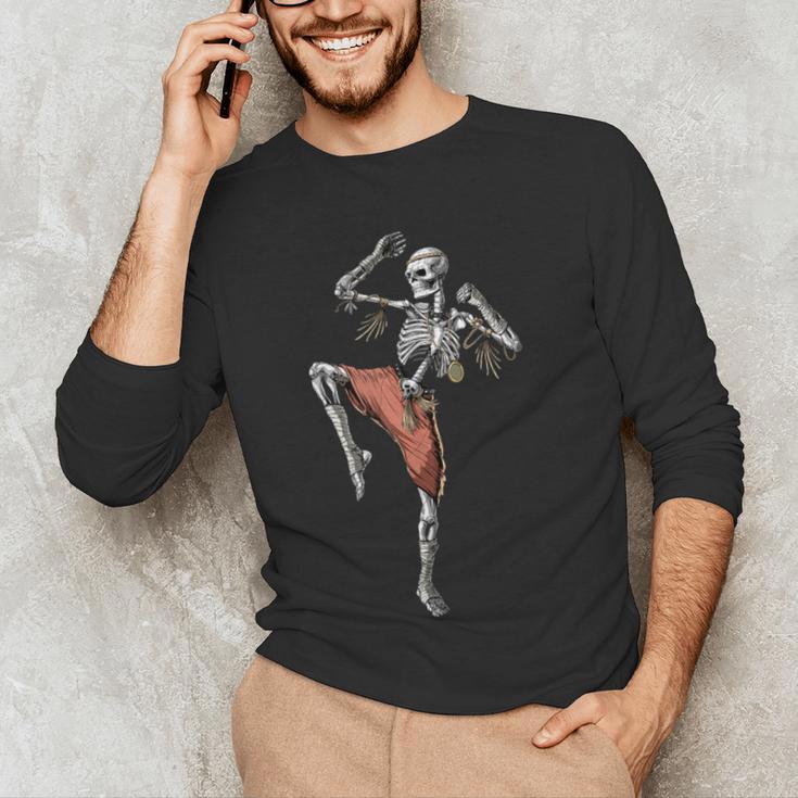 Skeleton Muay Thai Boxing Karate Kickboxing Martial Arts Men's Long Sleeve T-Shirt