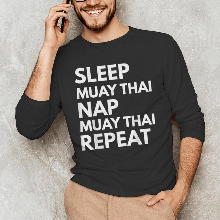 Sleep Nap Muay Thai Repeat Lover Martial Arts Men's Long Sleeve T-Shirt
