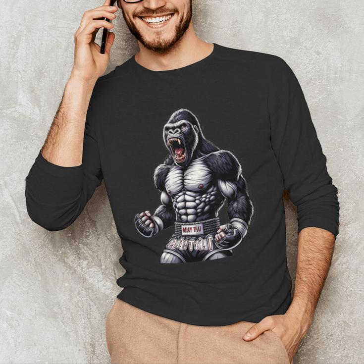 Strong Muay Thai Gorilla Thai Boxing And Fighting Men's Long Sleeve T-Shirt Strong Muay Thai Gorilla Thai Boxing And Fighting Men's Long Sleeve T-Shirt