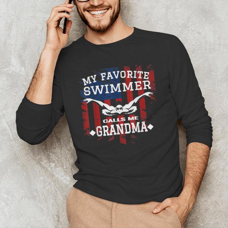Swim Grandma Tshirt US American Flag Swimming Tee Men's Long Sleeve T-Shirt Swim Grandma Tshirt US American Flag Swimming Tee Men's Long Sleeve T-Shirt