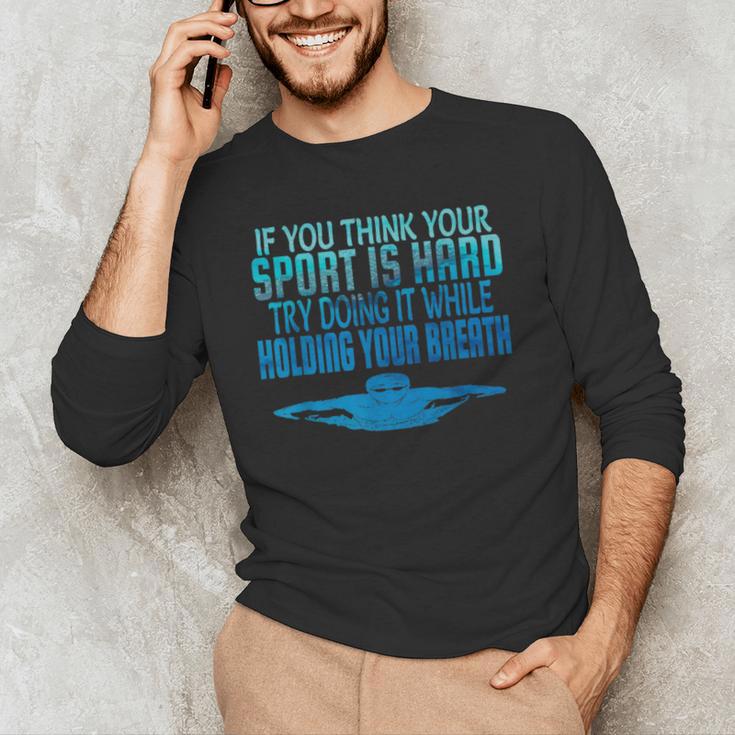 Swim Swimmer Tshirt Swimming Shirt Sport Practice Tee Men's Long Sleeve T-Shirt