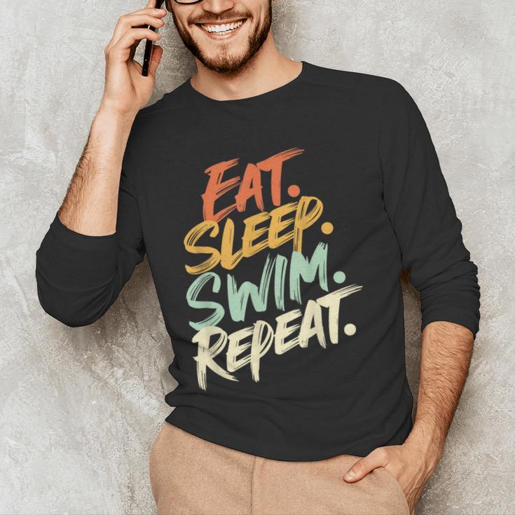 Swimmer Eat Sleep Swim Repeat I Swimming Men's Long Sleeve T-Shirt Swimmer Eat Sleep Swim Repeat I Swimming Men's Long Sleeve T-Shirt