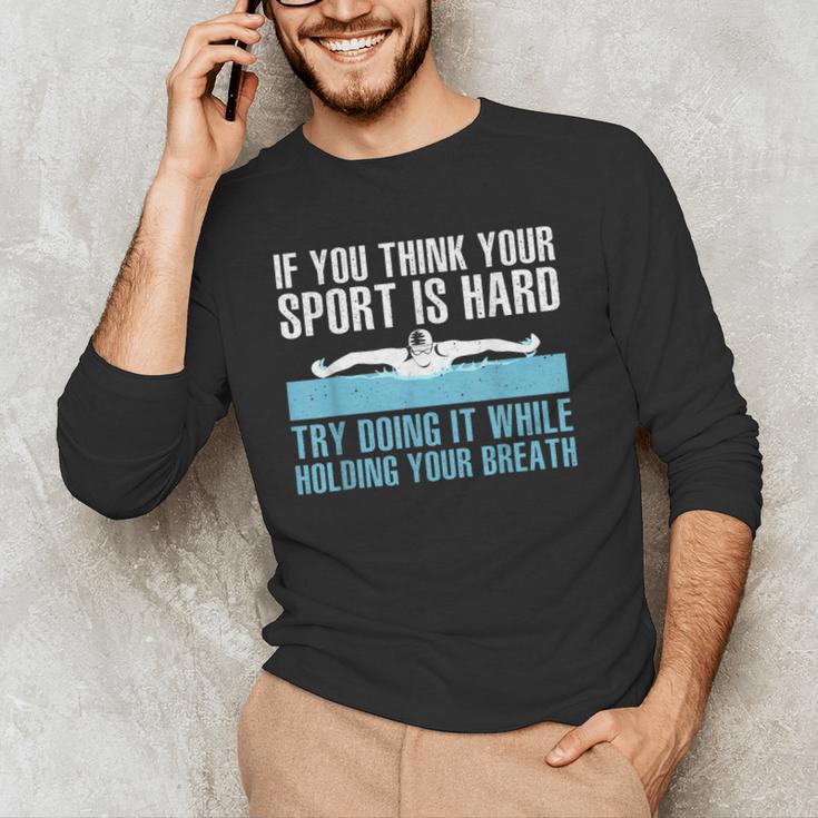 Swimming Art For Men Women Swimmer Swim Coach Training Men's Long Sleeve T-Shirt