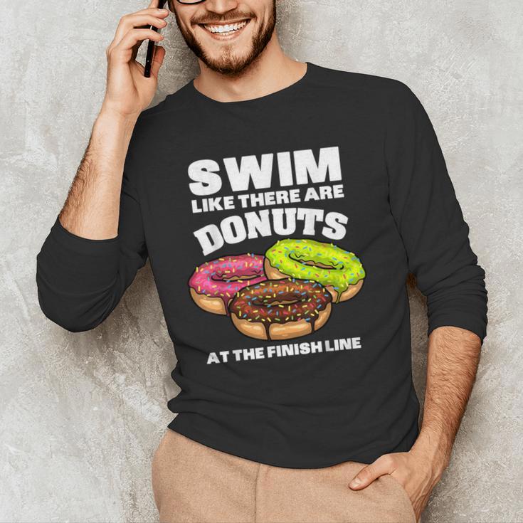 Swimming Donut Men Women Swimmer Sports Athlete Men's Long Sleeve T-Shirt Swimming Donut Men Women Swimmer Sports Athlete Men's Long Sleeve T-Shirt