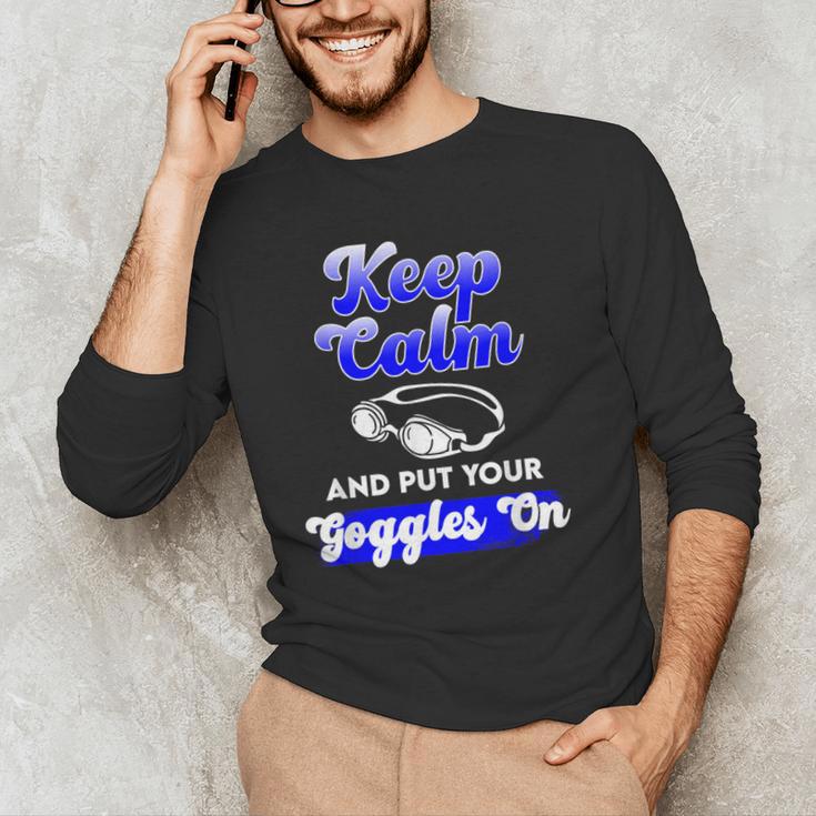 Swimming Goggles Saying Swim Team Gear Men's Long Sleeve T-Shirt Swimming Goggles Saying Swim Team Gear Men's Long Sleeve T-Shirt