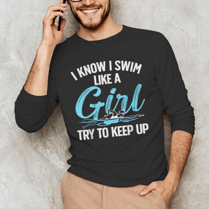 Swimming For Men Women Kids Swimmer Swim Lovers Men's Long Sleeve T-Shirt