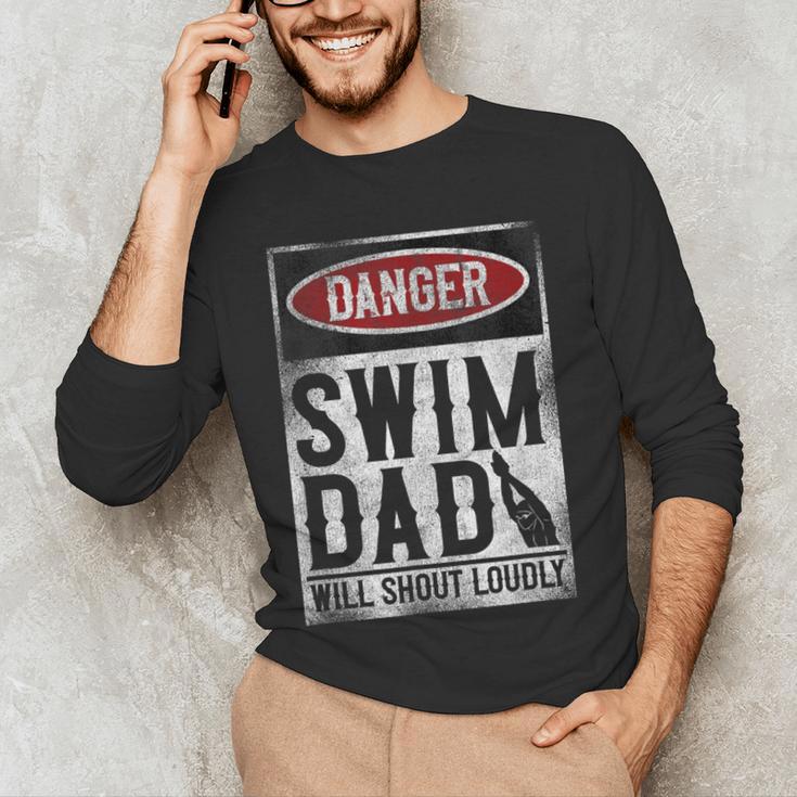 Swimming Swimmer DANGER Swim Dad Men's Long Sleeve T-Shirt Swimming Swimmer DANGER Swim Dad Men's Long Sleeve T-Shirt