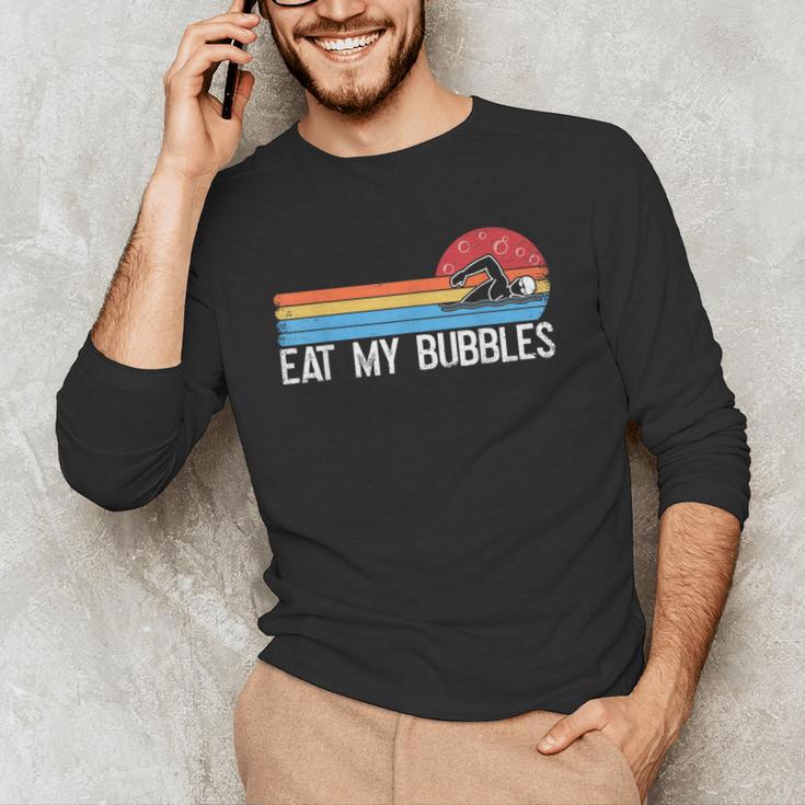 Swimming Swimmer Eat My Bubbles Swim Retro Men's Long Sleeve T-Shirt Swimming Swimmer Eat My Bubbles Swim Retro Men's Long Sleeve T-Shirt