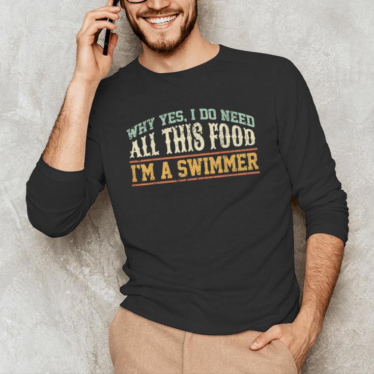 Swimming Swimmer Eating Swim Men's Long Sleeve T-Shirt Swimming Swimmer Eating Swim Men's Long Sleeve T-Shirt