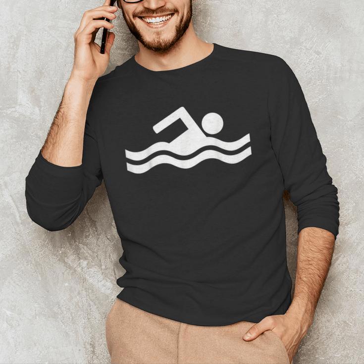 Swimming Symbol Men's Long Sleeve T-Shirt Swimming Symbol Men's Long Sleeve T-Shirt