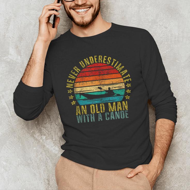 Never Underestimate An Old Man With a Canoe Retro Sleeveless Men's Long Sleeve T-Shirt Never Underestimate An Old Man With a Canoe Retro Sleeveless Men's Long Sleeve T-Shirt