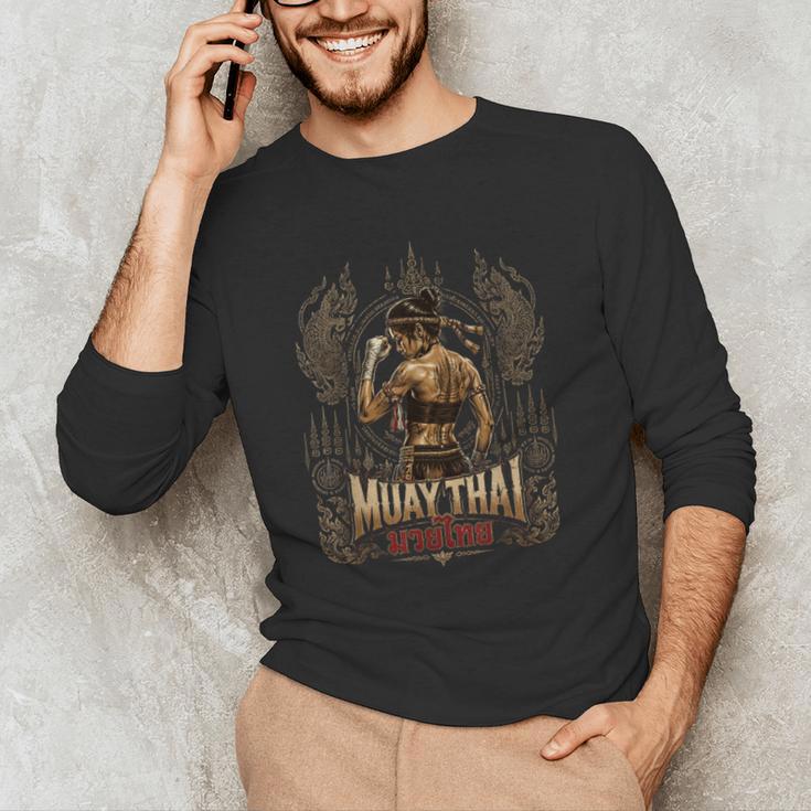 Vintage Muay Thai Chaiya Thai Boxing Fighter Style Men's Long Sleeve T-Shirt Vintage Muay Thai Chaiya Thai Boxing Fighter Style Men's Long Sleeve T-Shirt