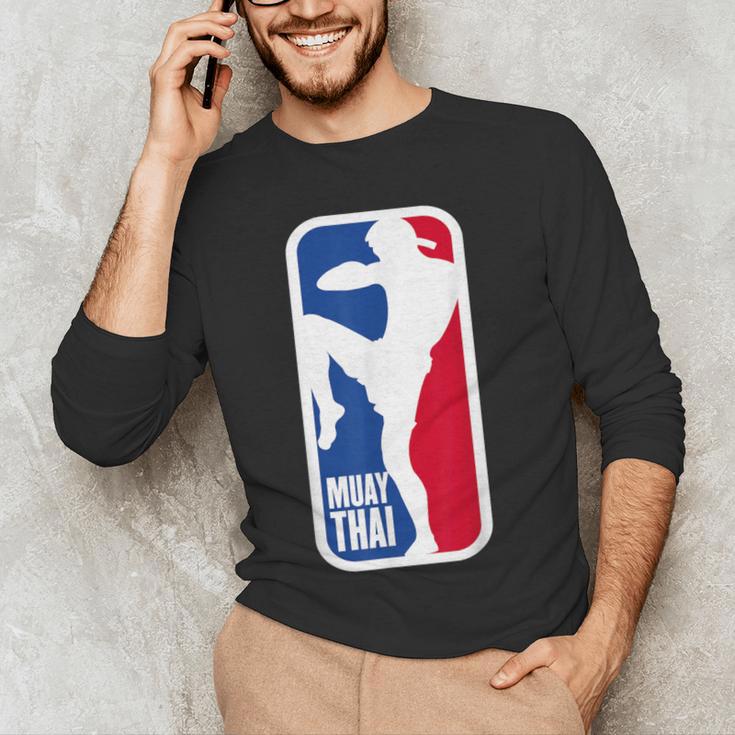 Vintage Muay Thai Fighter MMA Street Fight Kickboxing Club Men's Long Sleeve T-Shirt