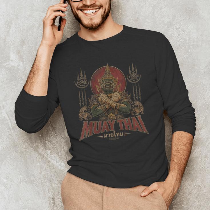 Vintage Muay Thai Respect Thai Boxing Fighter Thai Giant Men's Long Sleeve T-Shirt