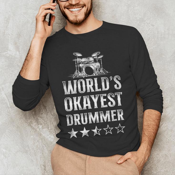 Vintage World'S Okayest Drummer Drum Kit Men's Long Sleeve T-Shirt Vintage World'S Okayest Drummer Drum Kit Men's Long Sleeve T-Shirt